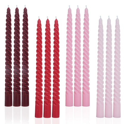 Handmade Spiral Taper Candles – 10" Unscented, Dripless (Set of 4)
