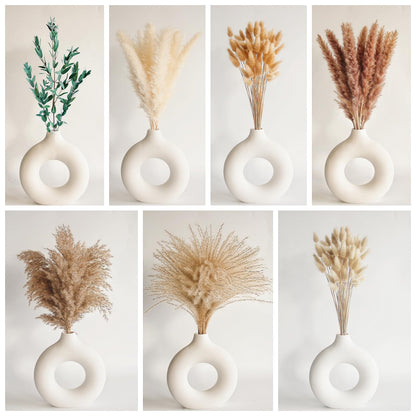 Natural Dried Pampas Grass Bouquet – Mixed Fluffy Pompous Grass for Vase, Boho Decor, Weddings, Gifts & Home Arrangements 100PCS