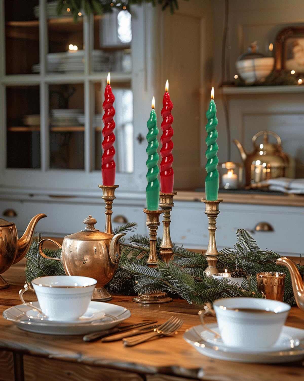 Handmade Spiral Taper Candles – 10" Unscented, Dripless (Set of 4)