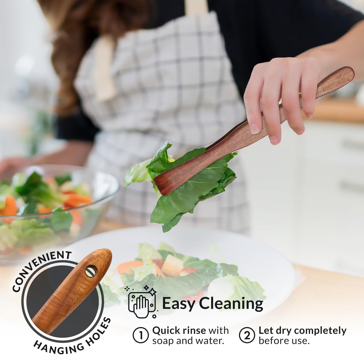 Teak Wood Cooking Utensil Set – 6-Piece Wooden Kitchen Tools | Non-Scratch, Heat-Resistant, Durable Cookware Set