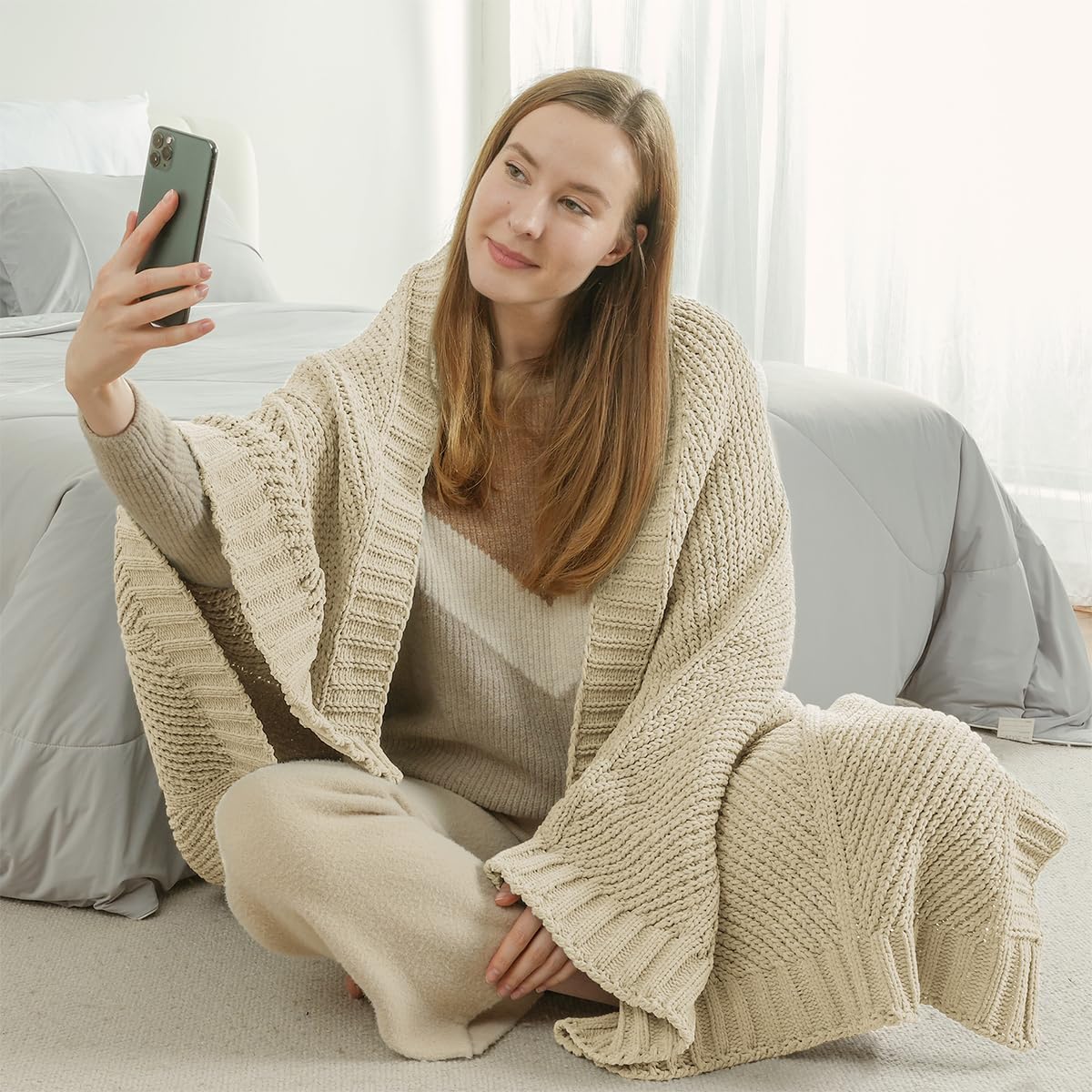 Home Chunky Knit Throw Blanket