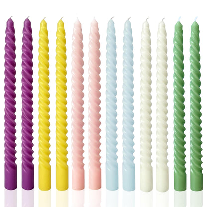 Handmade Spiral Taper Candles – 10" Unscented, Dripless (Set of 4)