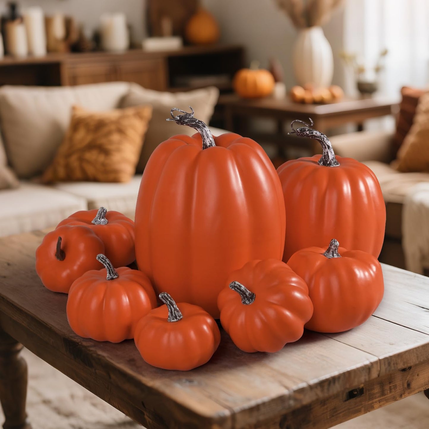 White & Gold Artificial Harvest Pumpkins – 16-Piece Fall Décor Set