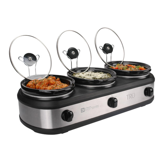 Triple Slow Cooker Buffet Server - Food Warmer for Parties & Entertaining