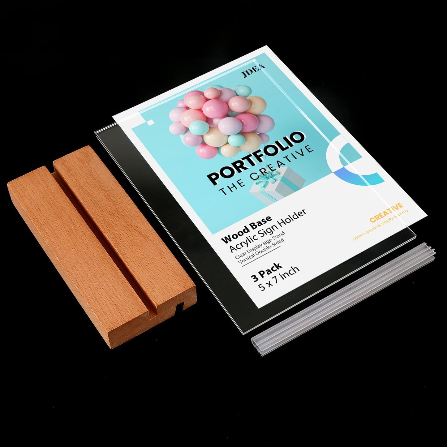 Beech Wood Acrylic Sign Holder – Double-Sided Slotted Display Stand for Menus, Signs, Promotions | Clear Acrylic Tabletop Signage
