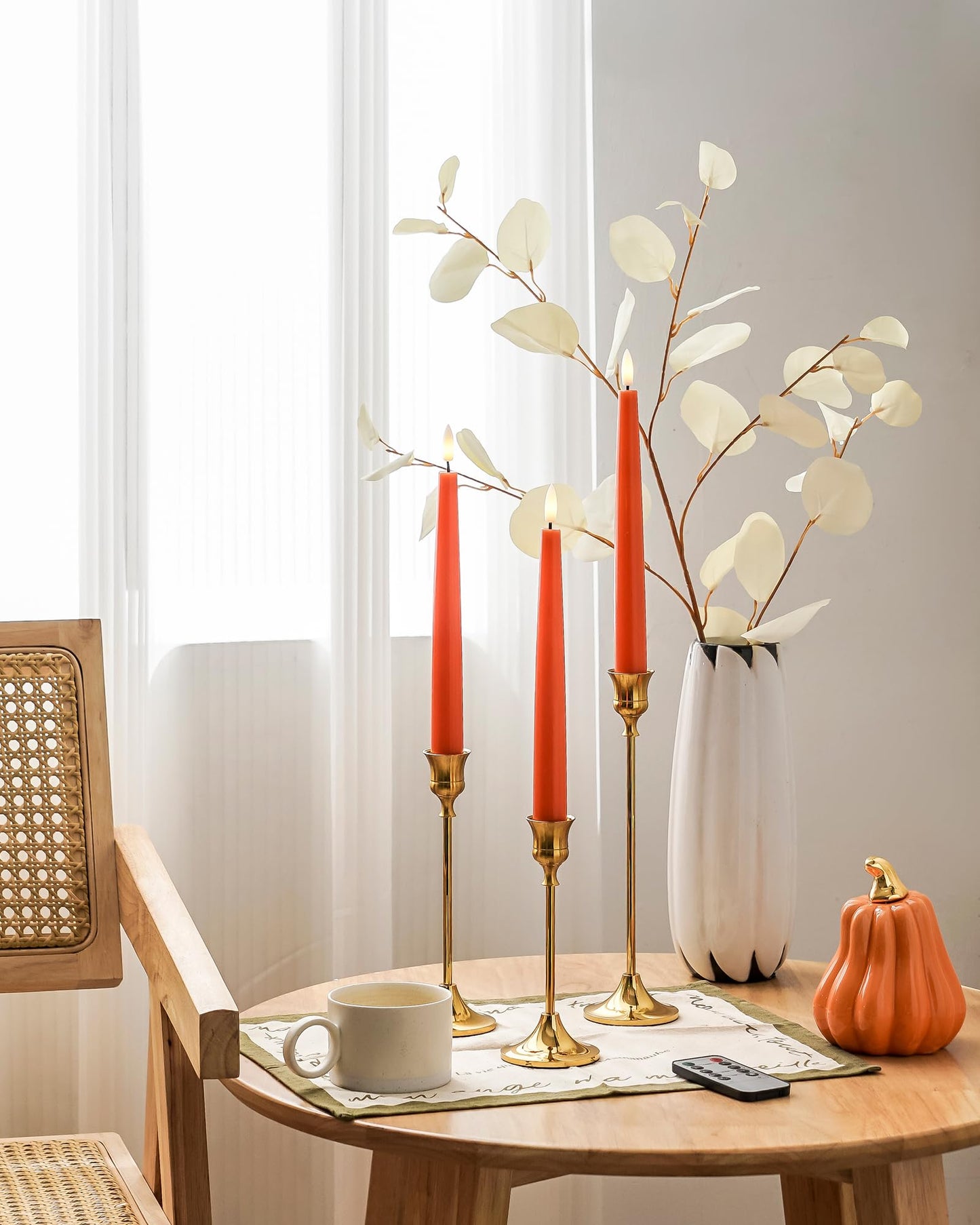 Black Wax Drip Flameless Taper Candles – Set of 6 LED Candles with Remote Control