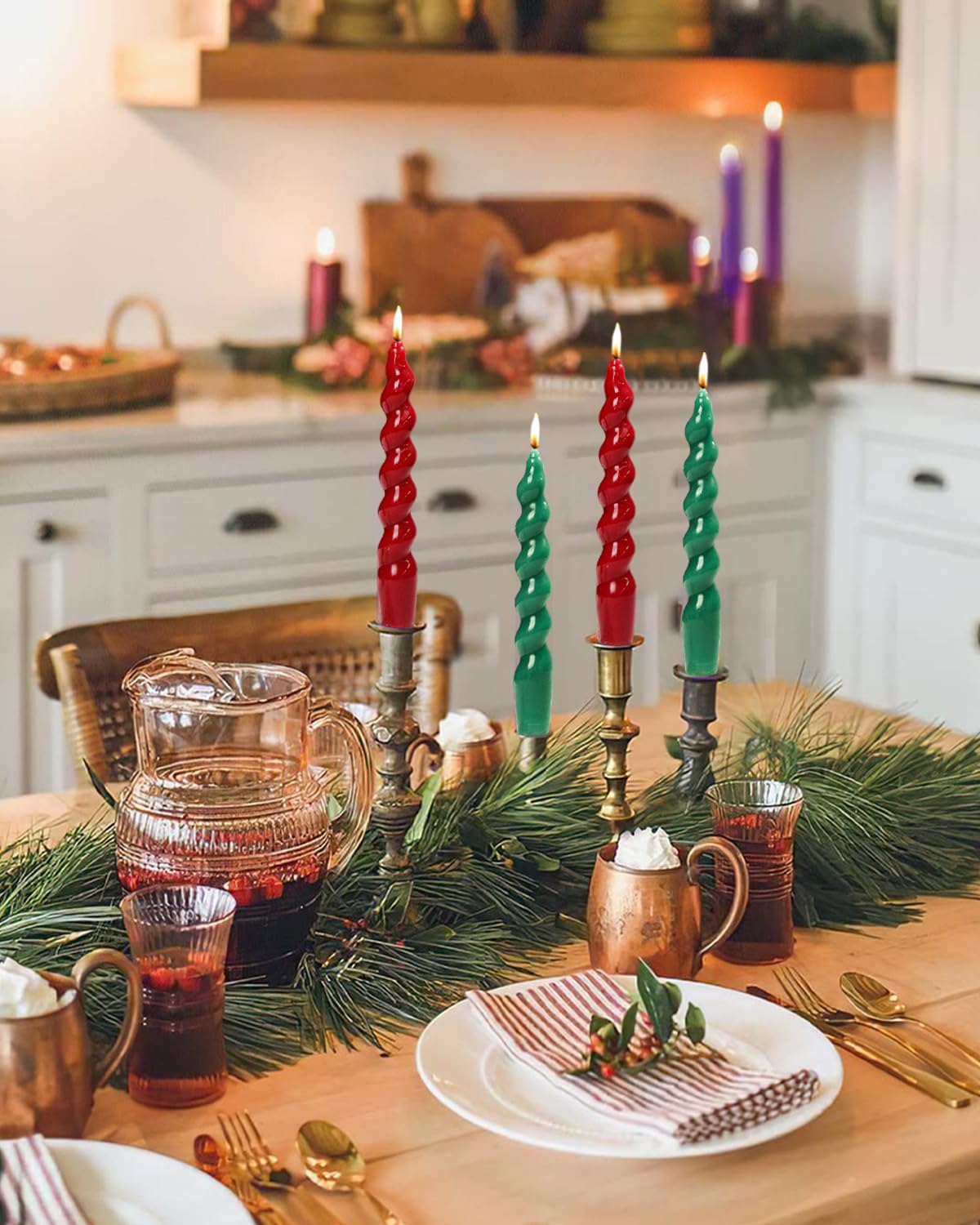 Handmade Spiral Taper Candles – 10" Unscented, Dripless (Set of 4)