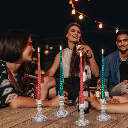 Handmade Spiral Taper Candles – 10" Unscented, Dripless (Set of 4)