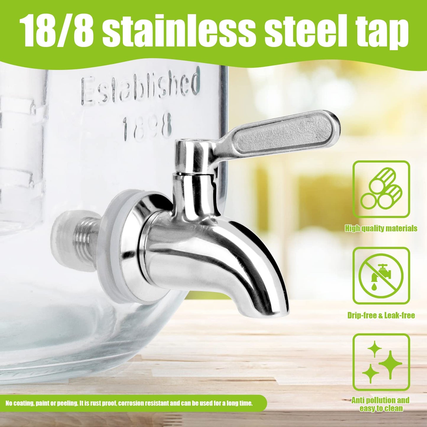 2-Gallon Glass Drink Dispenser Set with Stainless Steel Spigots & Chalkboard Tags – Dual Beverage Dispensers with Metal Stand