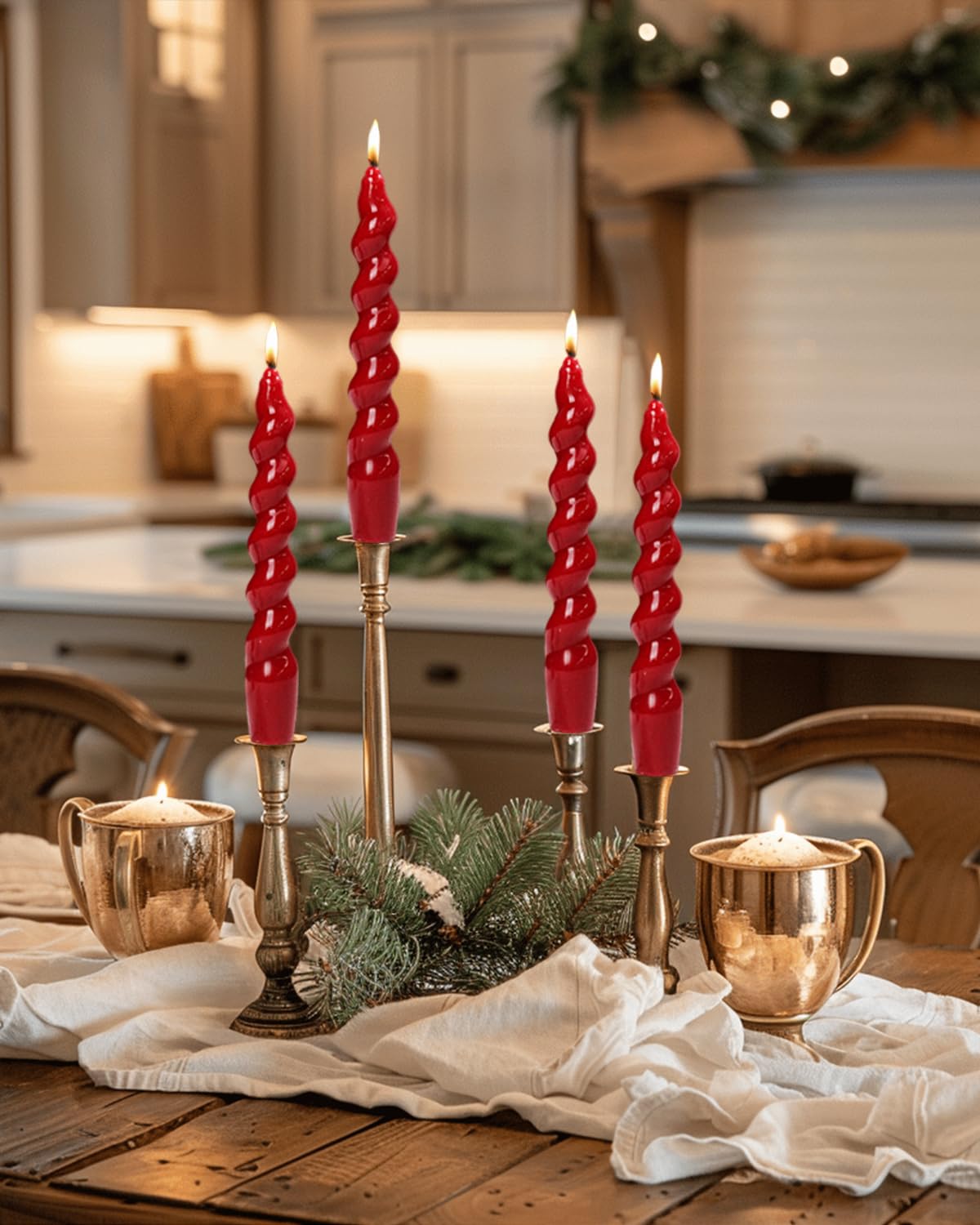 Handmade Spiral Taper Candles – 10" Unscented, Dripless (Set of 4)