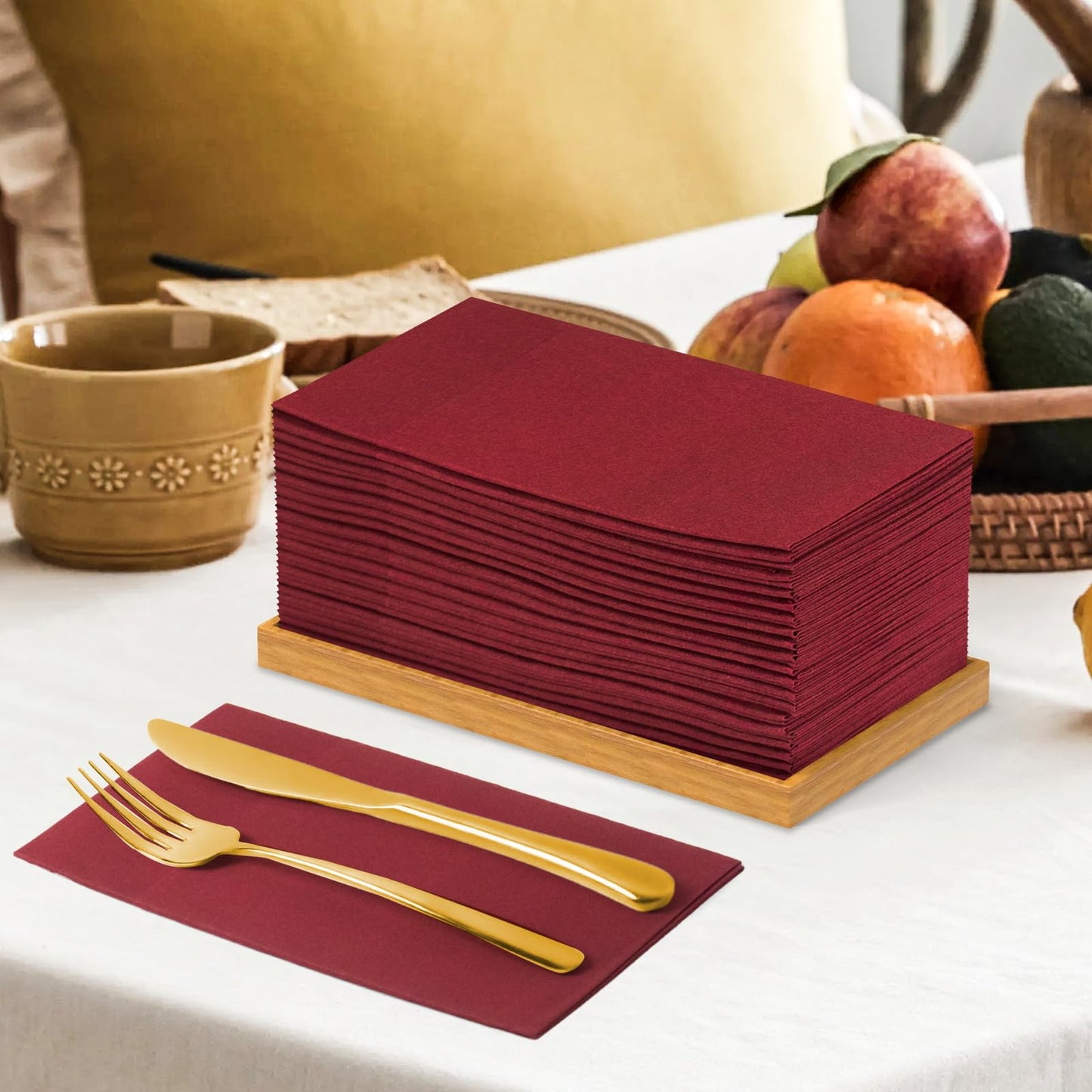 Solid Color Pocket Napkins – 50-Pack Linen-Like Paper Napkins with Silverware Pocket | Soft, Absorbent & Elegant for Dining, Weddings, and Events - Matcha Green