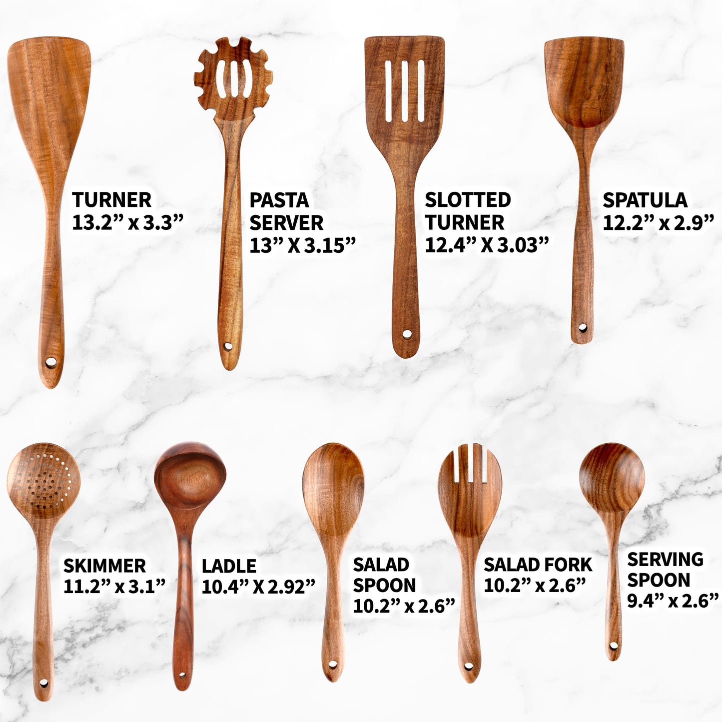 Teak Wood Cooking Utensil Set – 6-Piece Wooden Kitchen Tools | Non-Scratch, Heat-Resistant, Durable Cookware Set