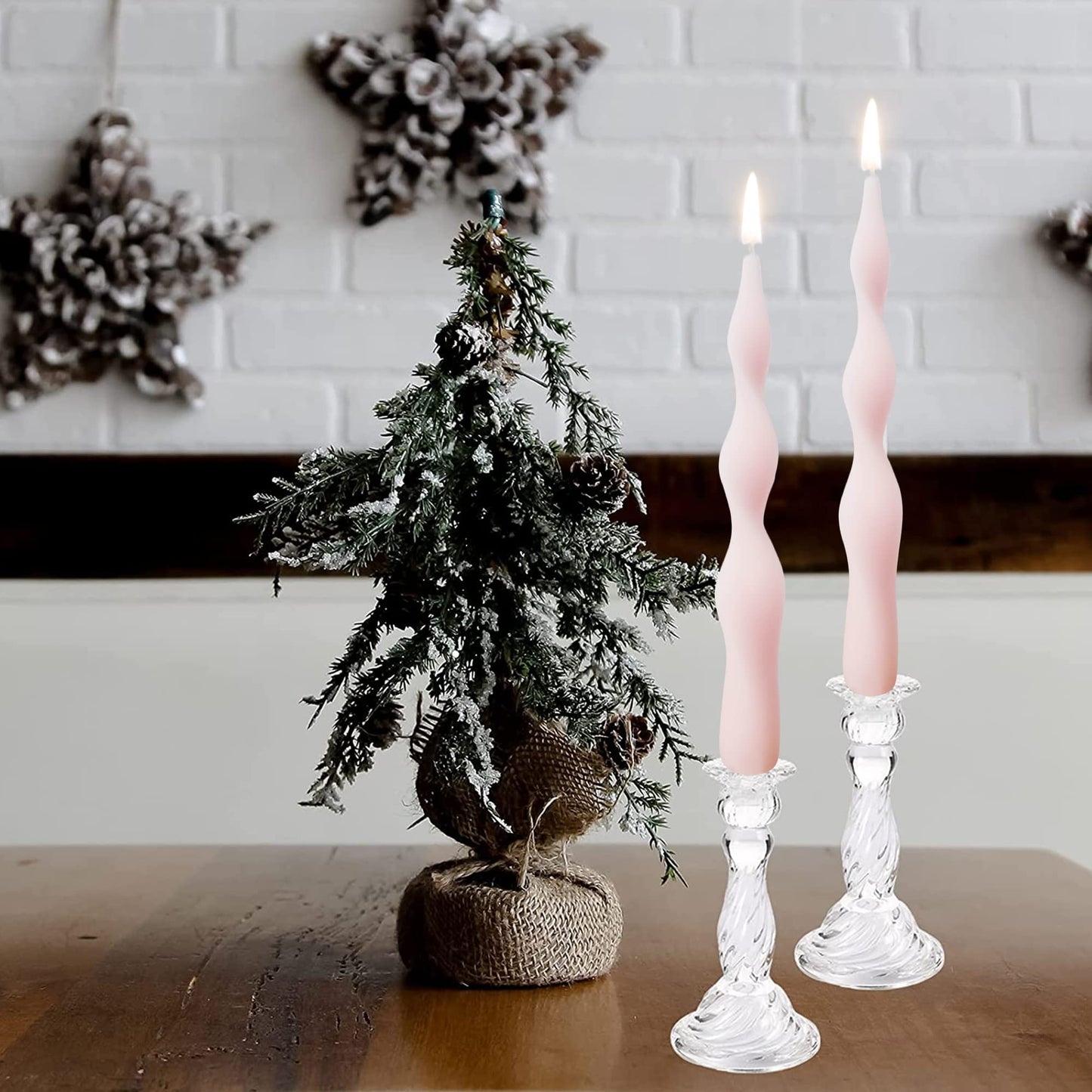 Handmade Spiral Taper Candles – 10" Unscented, Dripless (Set of 4)