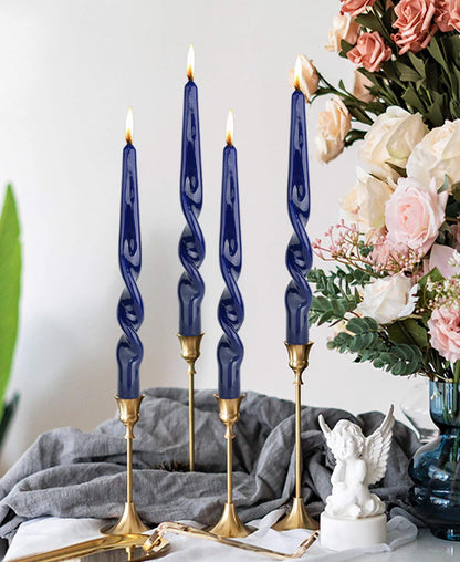Handmade Spiral Taper Candles – 10" Unscented, Dripless (Set of 4)