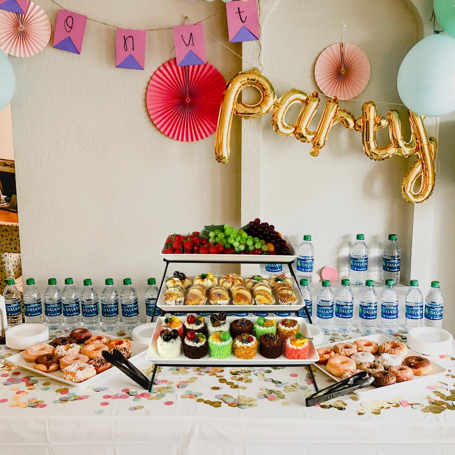 Serving Tray Stand – Collapsible Display with White Melamine Platters for Parties, Holidays & Events | BPA-Free