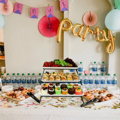 Serving Tray Stand – Collapsible Display with White Melamine Platters for Parties, Holidays & Events | BPA-Free