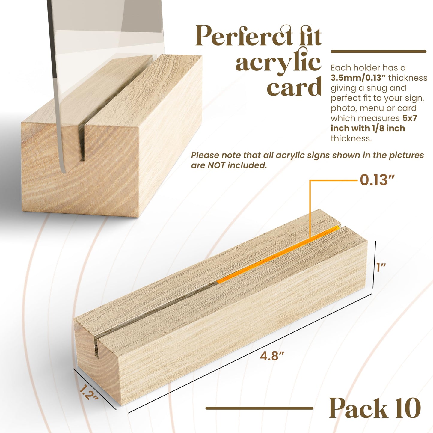 Natural Oak Wood Place Card Holders – Rustic Tabletop Name Holders for Weddings, Events, Parties, Menus & Number Signs