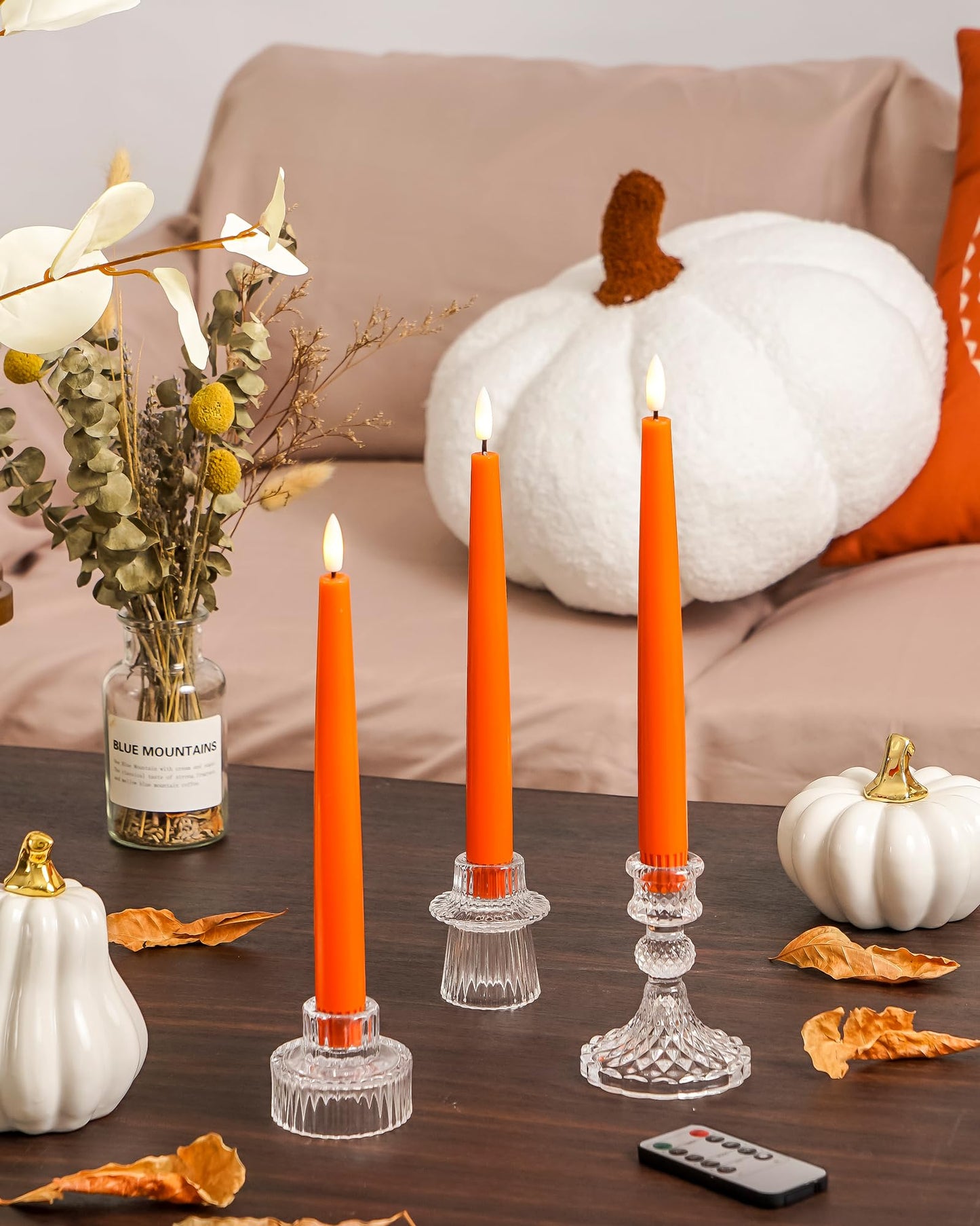 Black Wax Drip Flameless Taper Candles – Set of 6 LED Candles with Remote Control