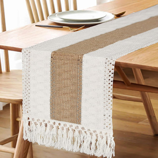 Boho Macrame Table Runner - Rustic Farmhouse Decor for Dining, Events & Holidays