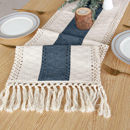 Boho Macrame Table Runner - Rustic Farmhouse Decor for Dining, Events & Holidays