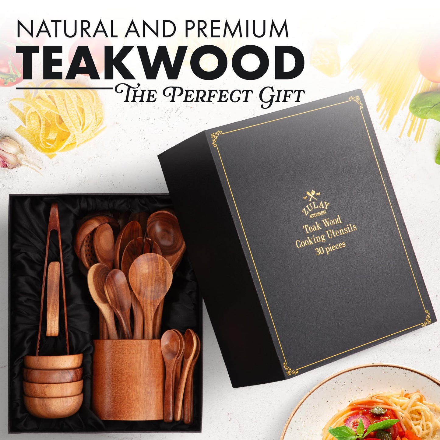 Teak Wood Cooking Utensil Set – 6-Piece Wooden Kitchen Tools | Non-Scratch, Heat-Resistant, Durable Cookware Set