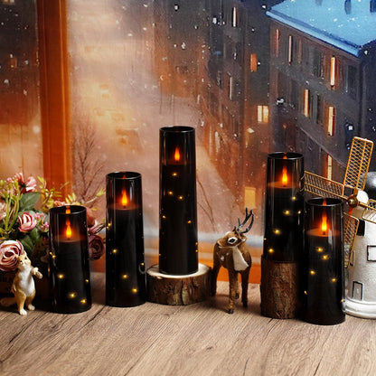 Flameless Mood Lighting Candle Set with Embedded String Lights