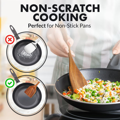 Teak Wood Cooking Utensil Set – 6-Piece Wooden Kitchen Tools | Non-Scratch, Heat-Resistant, Durable Cookware Set