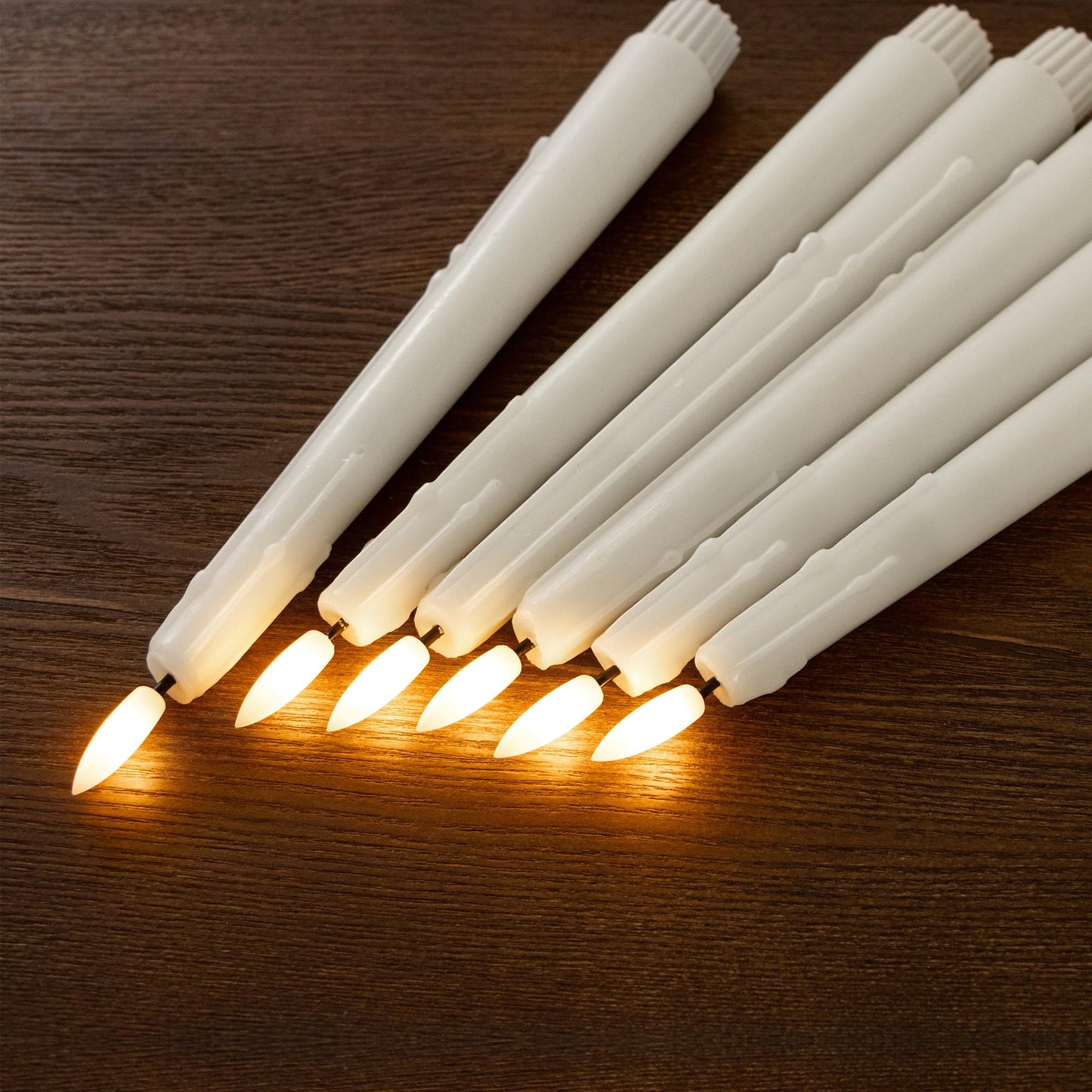 Black Wax Drip Flameless Taper Candles – Set of 6 LED Candles with Remote Control