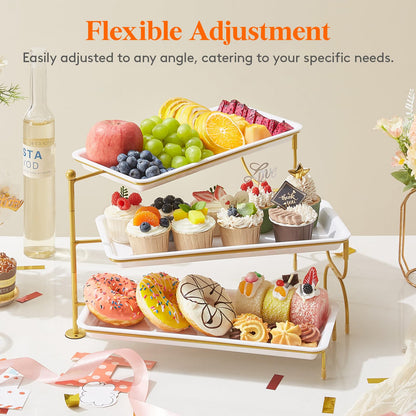 Clear Plastic Serving Tray – BPA-Free Shatterproof PET Dessert Stand for Parties, Weddings & Events | Space-Saving Display with Non-Slip Base