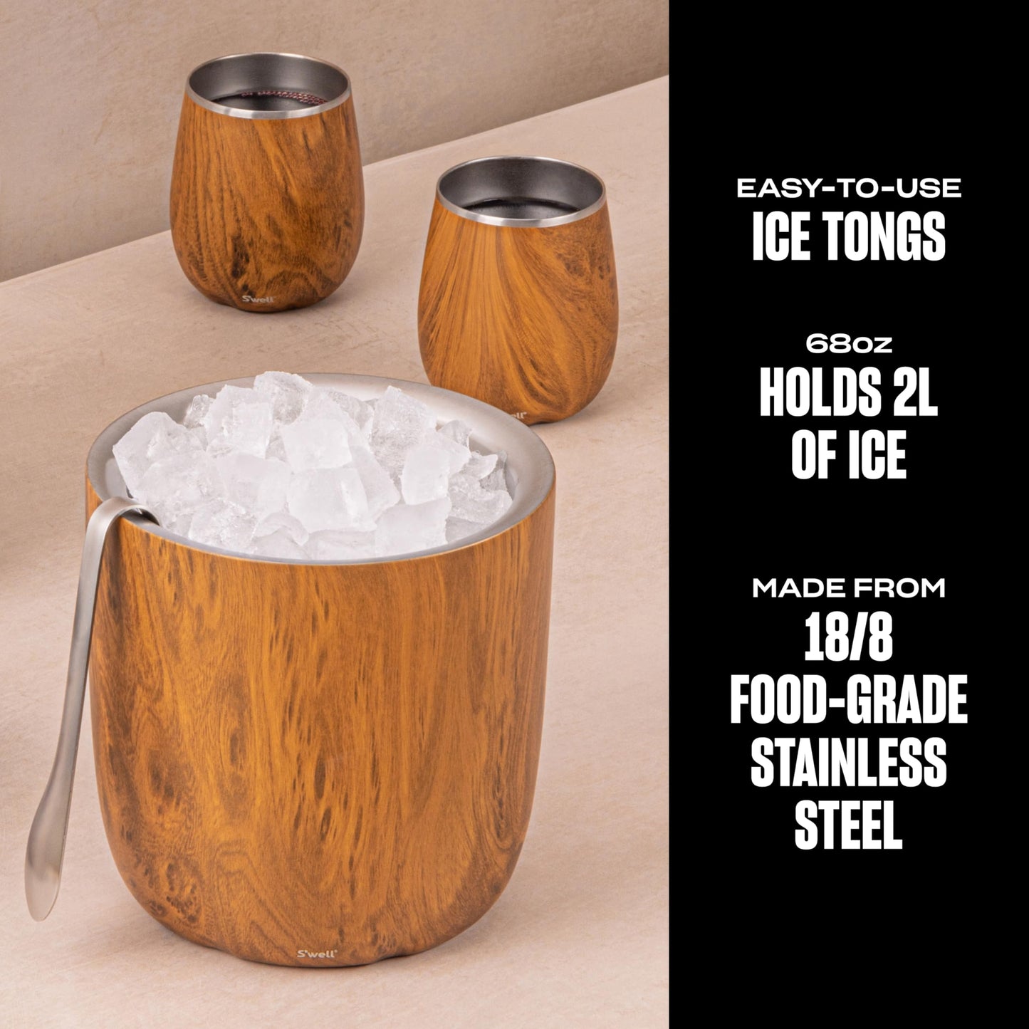 AestheticTriple-Layered Ice Bucket with Tongs – Vacuum-Insulated, Stainless Steel, Condensation-Free