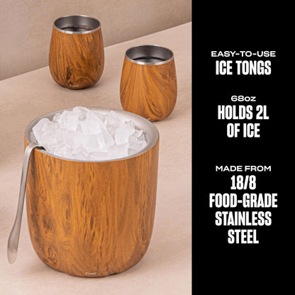 AestheticTriple-Layered Ice Bucket with Tongs – Vacuum-Insulated, Stainless Steel, Condensation-Free