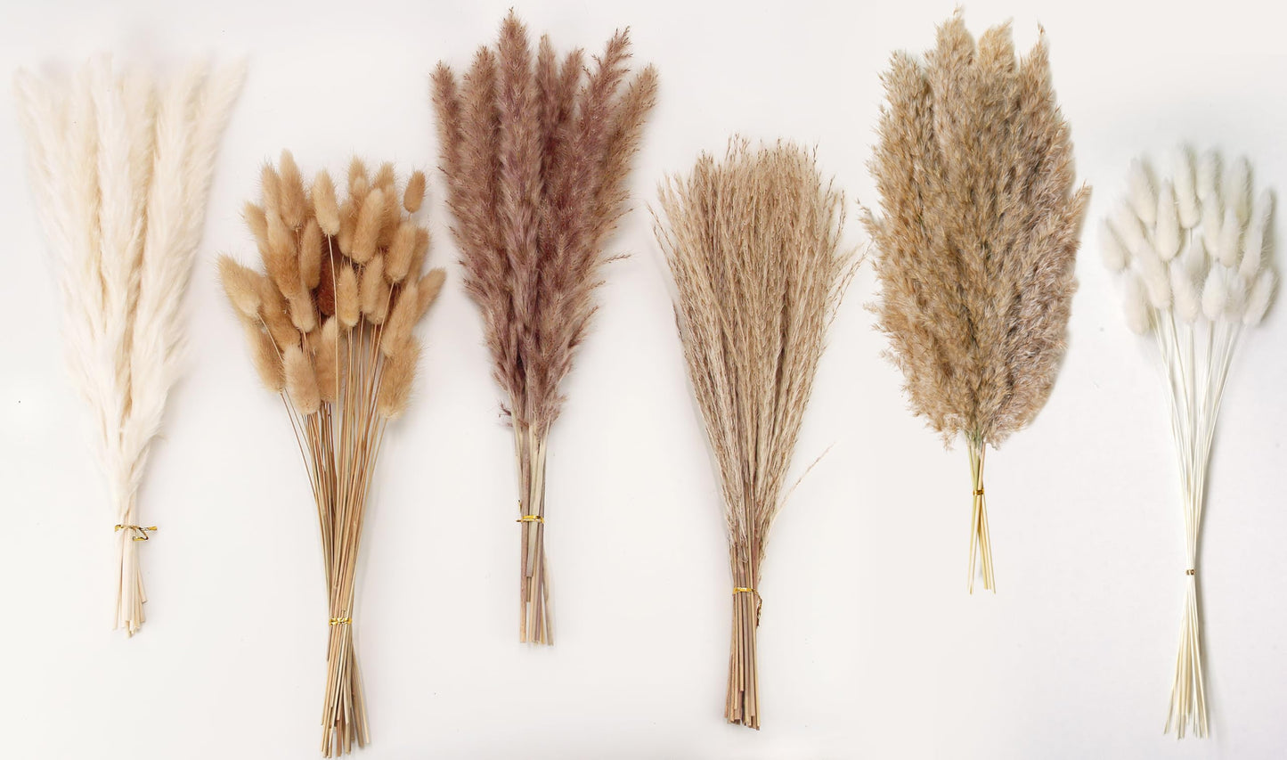 Natural Dried Pampas Grass Bouquet – Mixed Fluffy Pompous Grass for Vase, Boho Decor, Weddings, Gifts & Home Arrangements 100PCS