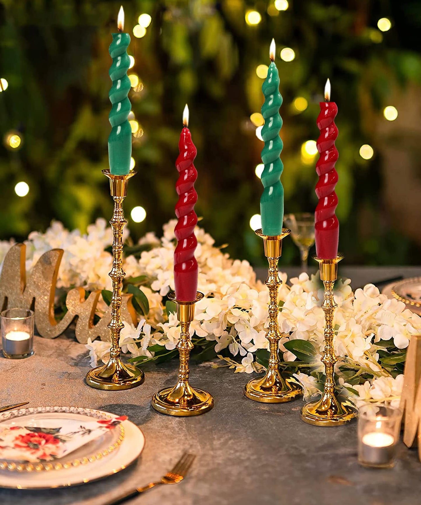 Handmade Spiral Taper Candles – 10" Unscented, Dripless (Set of 4)