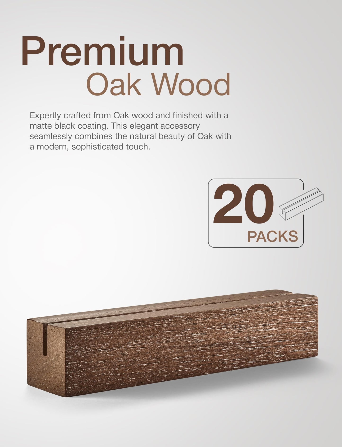 Natural Oak Wood Place Card Holders – Rustic Tabletop Name Holders for Weddings, Events, Parties, Menus & Number Signs