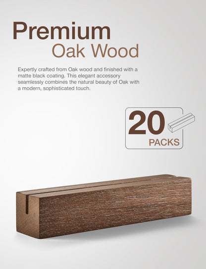 Natural Oak Wood Place Card Holders – Rustic Tabletop Name Holders for Weddings, Events, Parties, Menus & Number Signs
