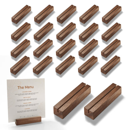 Natural Oak Wood Place Card Holders – Rustic Tabletop Name Holders for Weddings, Events, Parties, Menus & Number Signs
