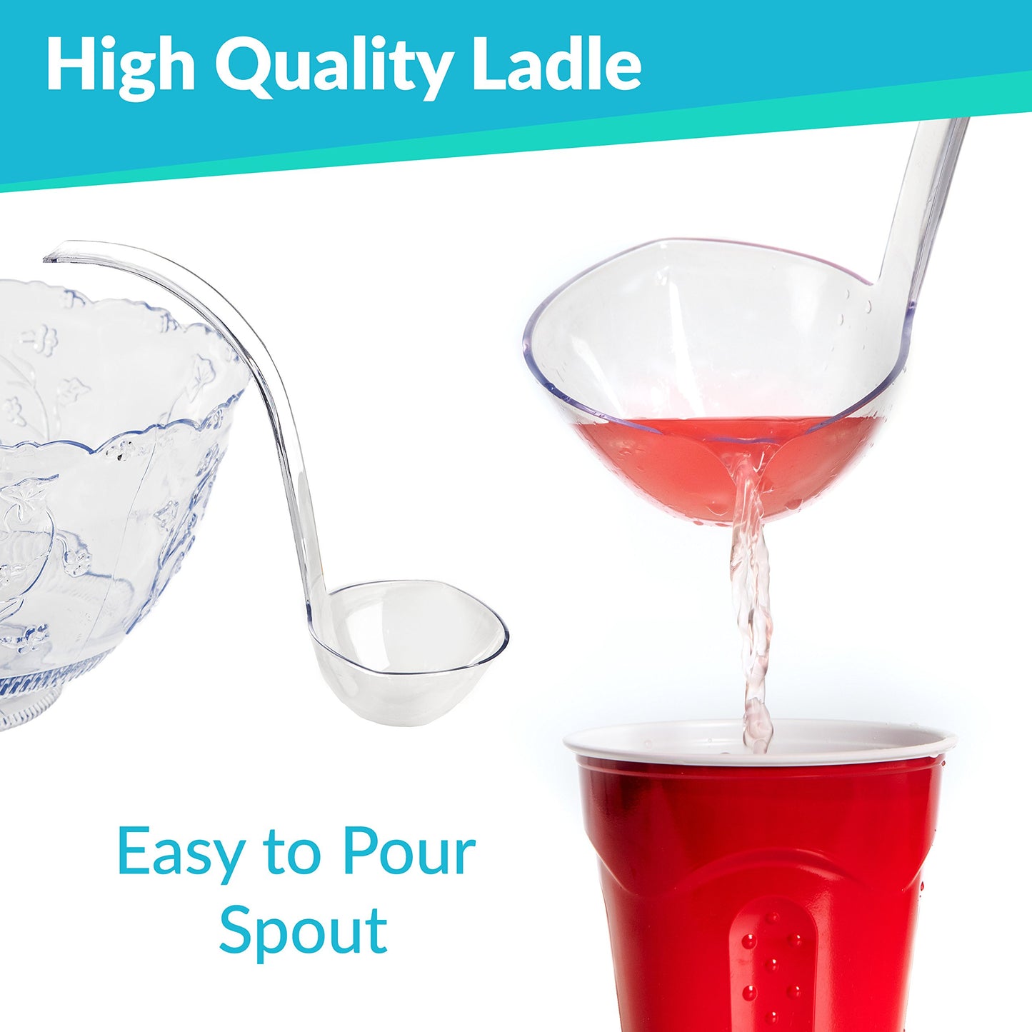 2-Gallon Crystal-Look Plastic Punch Bowl with 5 oz Ladle – Reusable & Dishwasher Safe | Heavy-Duty Serving Bowl for Parties, Weddings & Events