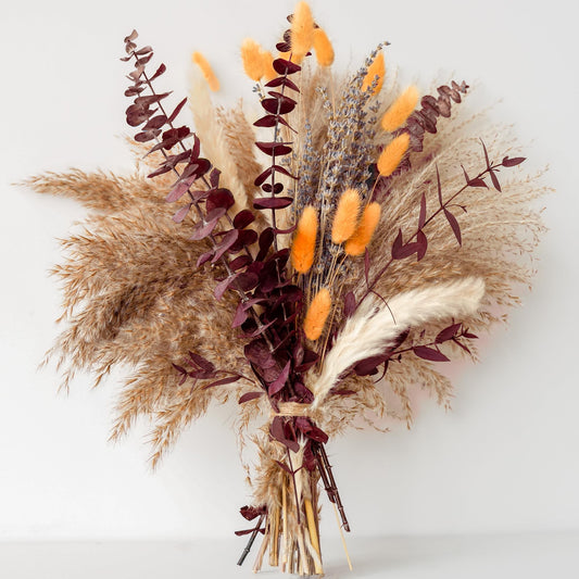 Autumn Dried Flower Bouquet – Pampas Grass, Bunny Tails, Lavender & Red Eucalyptus