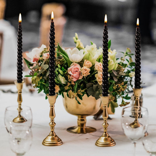 Black Spiral Taper Candles – Set of 8 Handmade Unscented Twist Candlesticks
