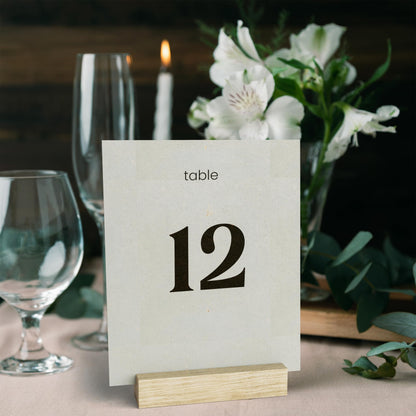 Natural Oak Wood Place Card Holders – Rustic Tabletop Name Holders for Weddings, Events, Parties, Menus & Number Signs