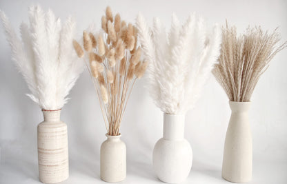 Natural Dried Pampas Grass Bouquet – Mixed Fluffy Pompous Grass for Vase, Boho Decor, Weddings, Gifts & Home Arrangements 100PCS