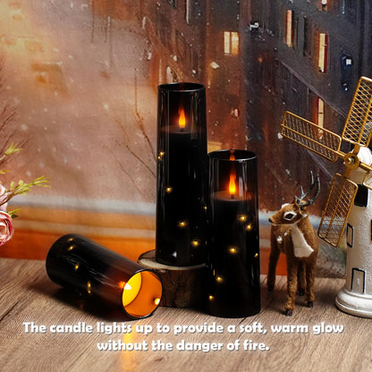 Flameless Mood Lighting Candle Set with Embedded String Lights