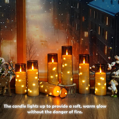 Flameless Mood Lighting Candle Set with Embedded String Lights