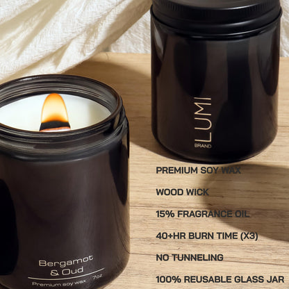 Luxury Scented Soy Candle Set – Canadian Cedar, Black Amber & Sandalwood (3-Pack)