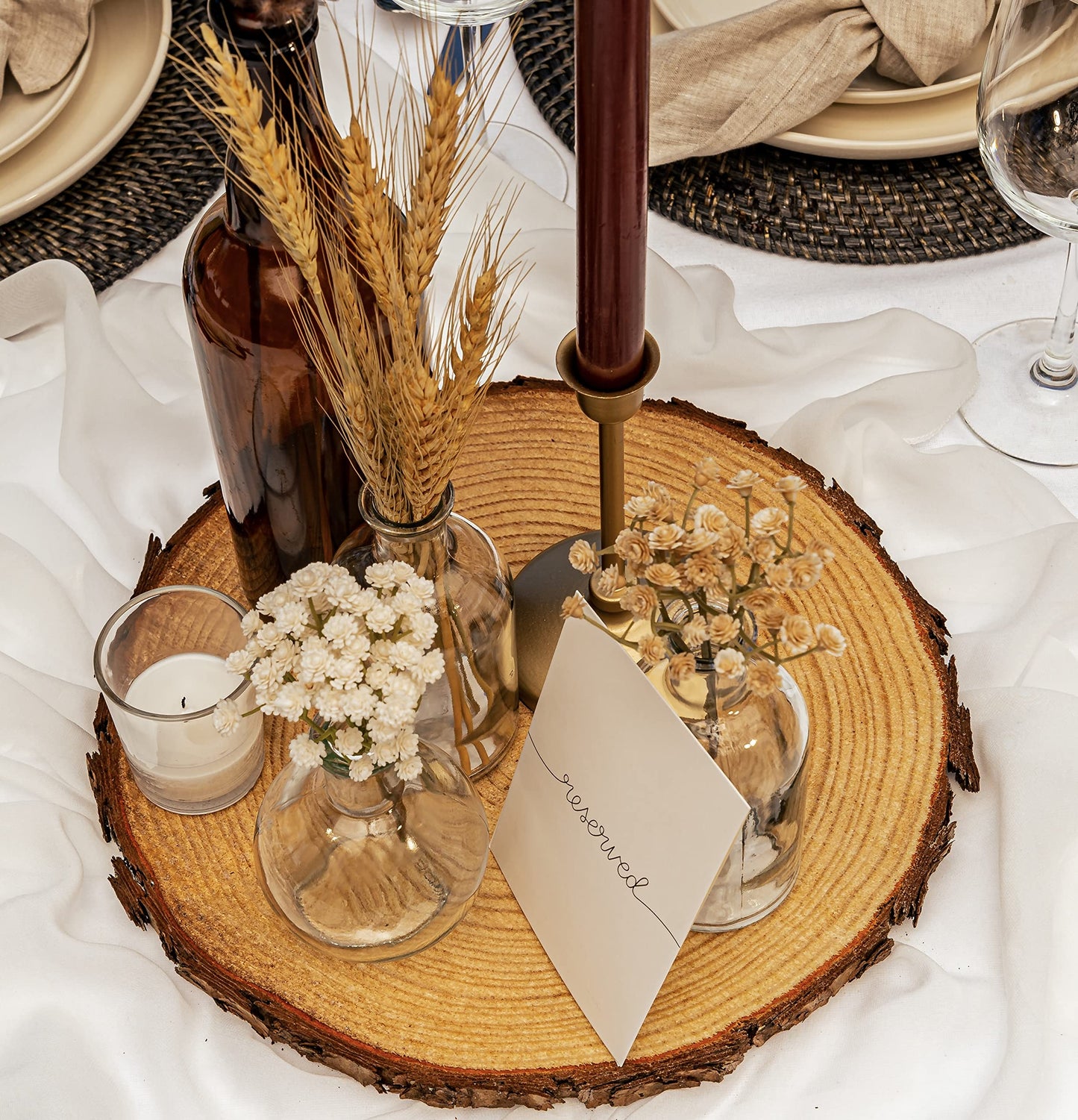 Rustic Centerpiece Rounds for Weddings, Crafts & Home Décor | Kiln-Dried, Sustainable Wood (6 or 10 Pack)
