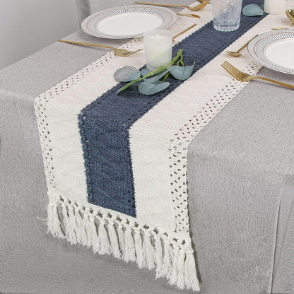 Boho Macrame Table Runner - Rustic Farmhouse Decor for Dining, Events & Holidays
