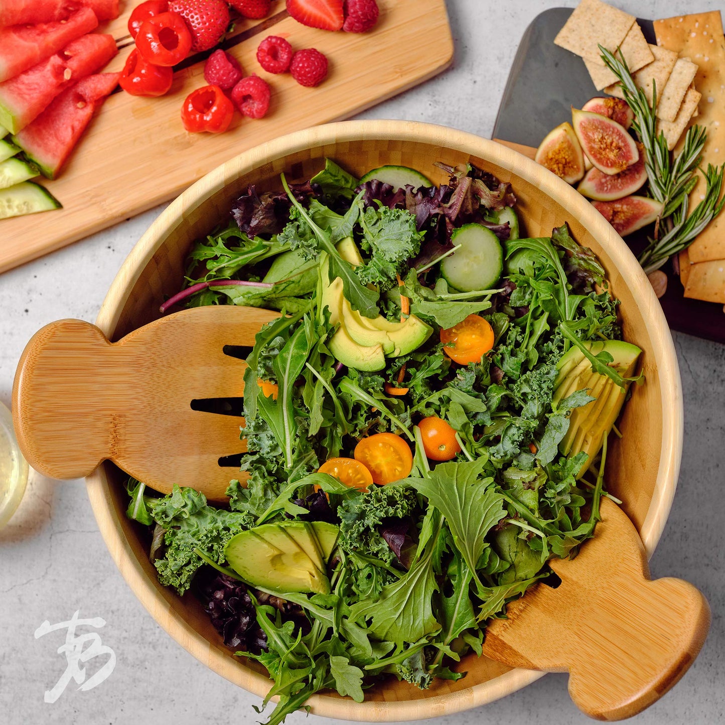 Natural Bamboo Salad Hands – Eco-Friendly Salad Tossers with Thumb Grip | Durable, Non-Slip Salad Serving Claws for Mixing & Plating