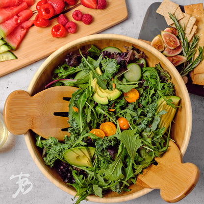 Natural Bamboo Salad Hands – Eco-Friendly Salad Tossers with Thumb Grip | Durable, Non-Slip Salad Serving Claws for Mixing & Plating